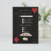 Luxueus Gatsby Casino Vegas Poker Bruiloft RSVP Kaartje (Staand voorkant)