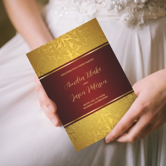 Luxueus gegraveerd Gold Foliage Patroon Kaart