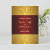 Luxueus gegraveerd Gold Foliage Patroon Kaart (Staand voorkant)