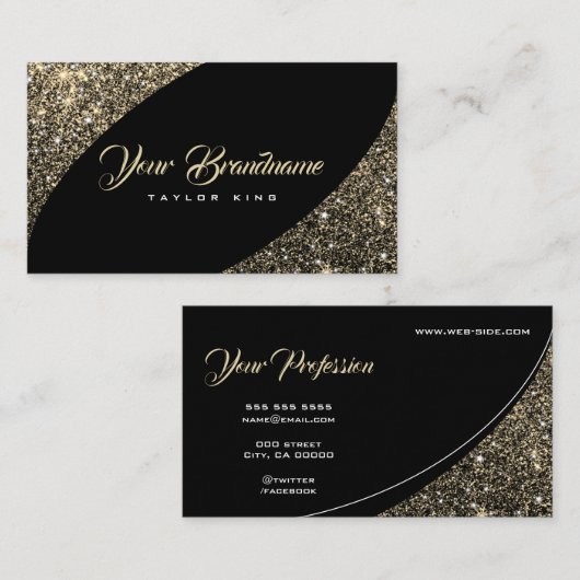Luxueus Gold Glitter Uitstekend extravagant Visitekaartje (Voorkant / Achterkant)