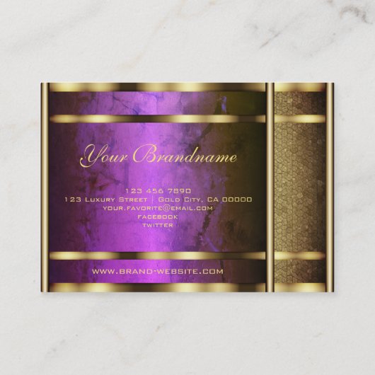 Luxueus Golden Snake-patroon met Paarse kleuren Visitekaartje (Achterkant)