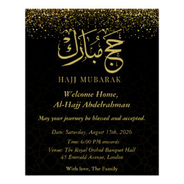 Luxueus Goud Arabische kalligrafie Hajj Mubarak  Perfect Poster
