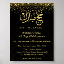 Luxueus Goud Arabische kalligrafie Hajj Mubarak  Poster