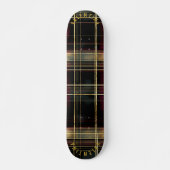 Luxueus goud en Bourgondische Tartan Plaid Pattern Persoonlijk Skateboard (Voorkant)