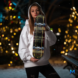 Luxueus goud en Bourgondische Tartan Plaid Pattern Persoonlijk Skateboard