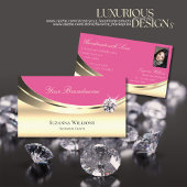 Luxueus goud en roze met foto's met Sparkle Diamon Visitekaartje