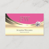 Luxueus goud en roze met Monogram Luxe Diamond Visitekaartje (Voorkant)