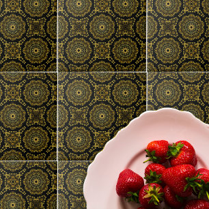 Luxueus goud- en zwart-barokesisch patroon tegeltje