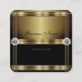 Luxueus goud en zwart met lumierige diamanten vierkante visitekaartje (Voorkant)
