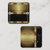 Luxueus goud en zwart met lumierige diamanten vierkante visitekaartje (Voorkant / Achterkant)