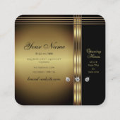 Luxueus goud en zwart met lumierige diamanten vierkante visitekaartje (Achterkant)