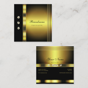 Luxueus goud en zwart met mousserende diamanten vierkante visitekaartje