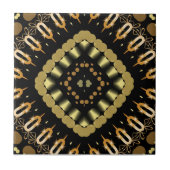 Luxueus goud- en zwart mozaïekpatroon tegeltje (Voorkant)