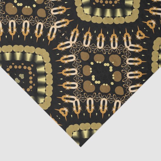 Luxueus goud- en zwart mozaïekpatroon tissuepapier (Detail)