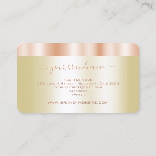 Luxueus goud met een luchtige goudgrens voor Roos Visitekaartje (Achterkant)