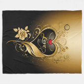 Luxueus gouden hart met ingewikkelde bloemenwervel fleece deken (Voorkant (Horizontaal))