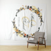 Luxueus Gouden Noir Trouw Monogram Wandkleed (In Situ (horizontaal))