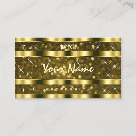 Luxueus goudglitter Luminous Stars Golden Decor Visitekaartje (Voorkant)