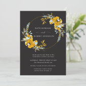 luxueus goudturquoise floral bruiloft uitnodiging (Staand voorkant)