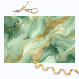 Luxueus groen marmer met gouden glitteraderen tissuepapier