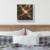 Luxueus Gulden Kosmisch Netwerk - Abstracte Galaxy Canvas Afdruk (Insitu (Slaapkamer))