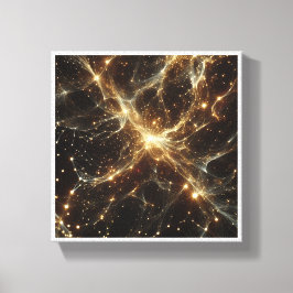 Luxueus Gulden Kosmisch Netwerk - Abstracte Galaxy Canvas Afdruk