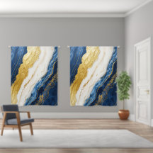 Luxueus marineblauw & bladgoud marmer