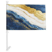 Luxueus marineblauw & bladgoud marmer