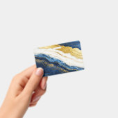 Luxueus marineblauw & bladgoud marmer badge (Handheld)