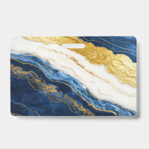 Luxueus marineblauw & bladgoud marmer badge