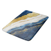 Luxueus marineblauw & bladgoud marmer badmat (Gekanteld)