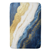 Luxueus marineblauw & bladgoud marmer badmat (Voorkant Verticaal)