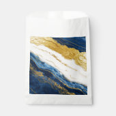 Luxueus marineblauw & bladgoud marmer bedankzakje (Voorkant)