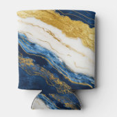 Luxueus marineblauw & bladgoud marmer blikjeskoeler (Achterkant)