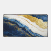 Luxueus marineblauw & bladgoud marmer bureaumat (Voorkant)