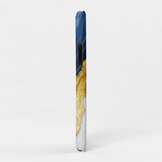 Luxueus marineblauw & bladgoud marmer Case-Mate iPhone case (Achterkant/rechts)