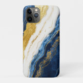 Luxueus marineblauw & bladgoud marmer Case-Mate iPhone case (Achterkant)