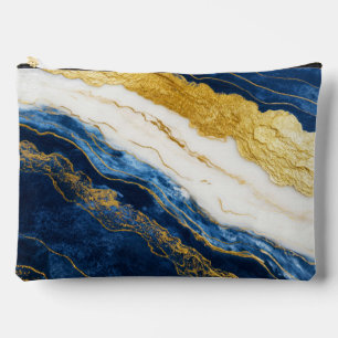 Luxueus marineblauw & bladgoud marmer etui