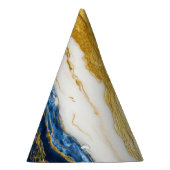 Luxueus marineblauw & bladgoud marmer feesthoedjes (Rechts)