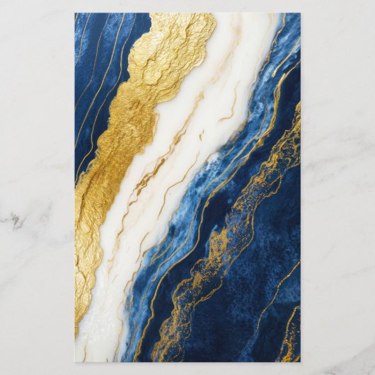 Luxueus marineblauw & bladgoud marmer flyer (Voorkant)
