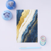 Luxueus marineblauw & bladgoud marmer flyer (Enkel)