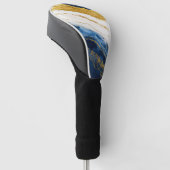 Luxueus marineblauw & bladgoud marmer golfheadcover (Schuin)