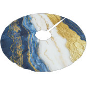 Luxueus marineblauw & bladgoud marmer kerstboom rok (Gekanteld)