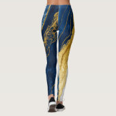 Luxueus marineblauw & bladgoud marmer leggings (Achterkant)