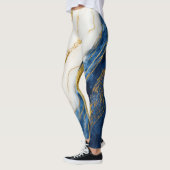 Luxueus marineblauw & bladgoud marmer leggings (Links)