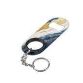 Luxueus marineblauw & bladgoud marmer mini flessenopener (Achterkant Gekanteld)