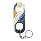 Luxueus marineblauw & bladgoud marmer mini flessenopener (Achterkant)