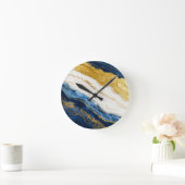 Luxueus marineblauw & bladgoud marmer ronde klok (Huis)