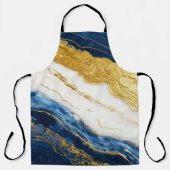 Luxueus marineblauw & bladgoud marmer schort (Voorkant)