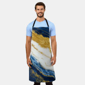 Luxueus marineblauw & bladgoud marmer schort (Gedragen)